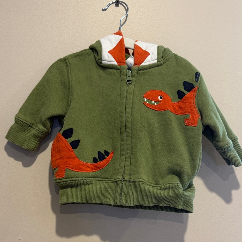 Crazy 8 Olive Green Hoodie with Orange Dinosaur